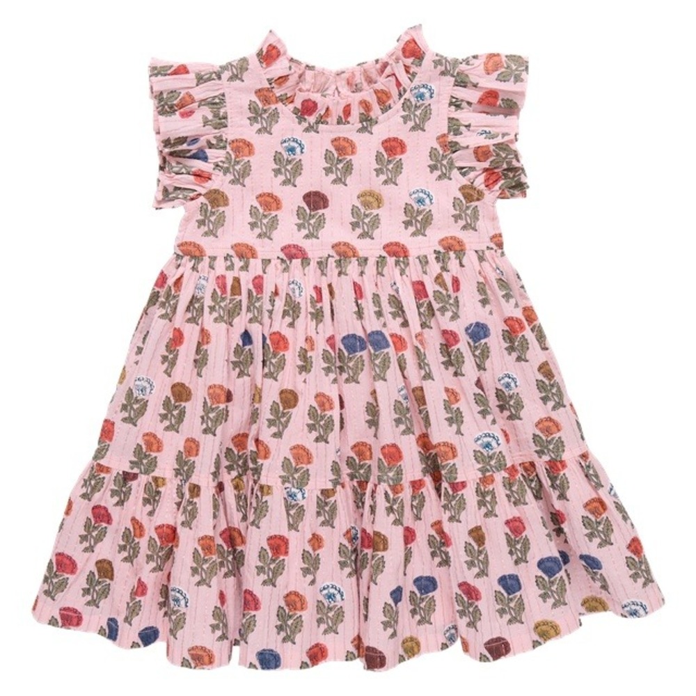 Pink Chicken Girls Pink Floral jennifer Flutter Sleeve Tiered Dress Size 3Y